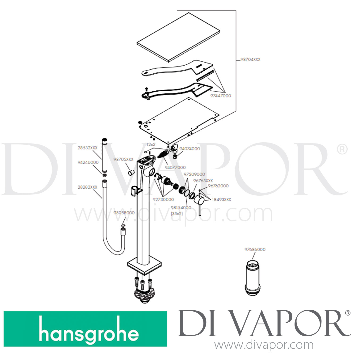 Hansgrohe 18450830 AXOR Massaud Single Lever Bath Mixer Floor Standing