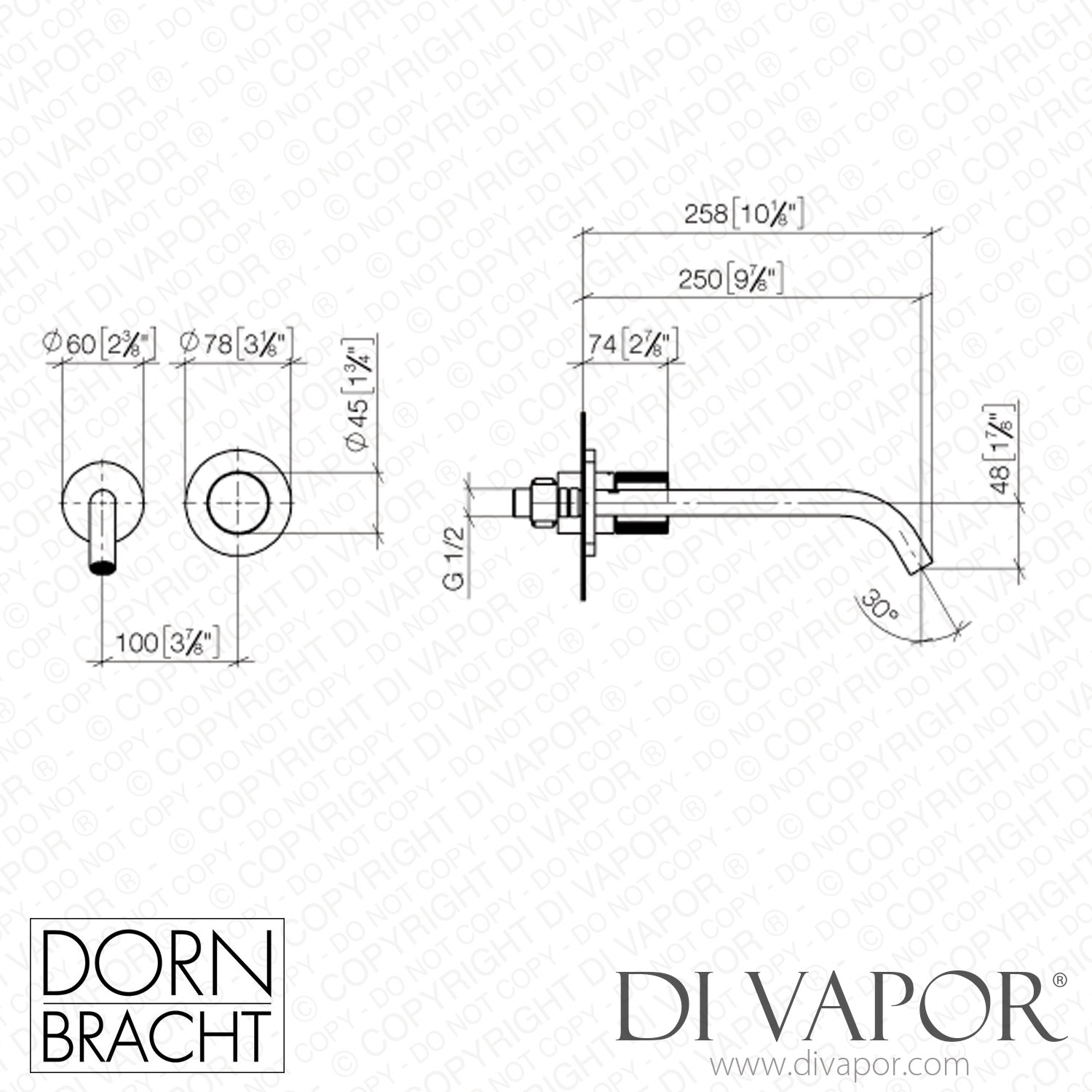 Dornbracht Meta Meta Pure Wall Mounted Single Lever Basin Mixer Without