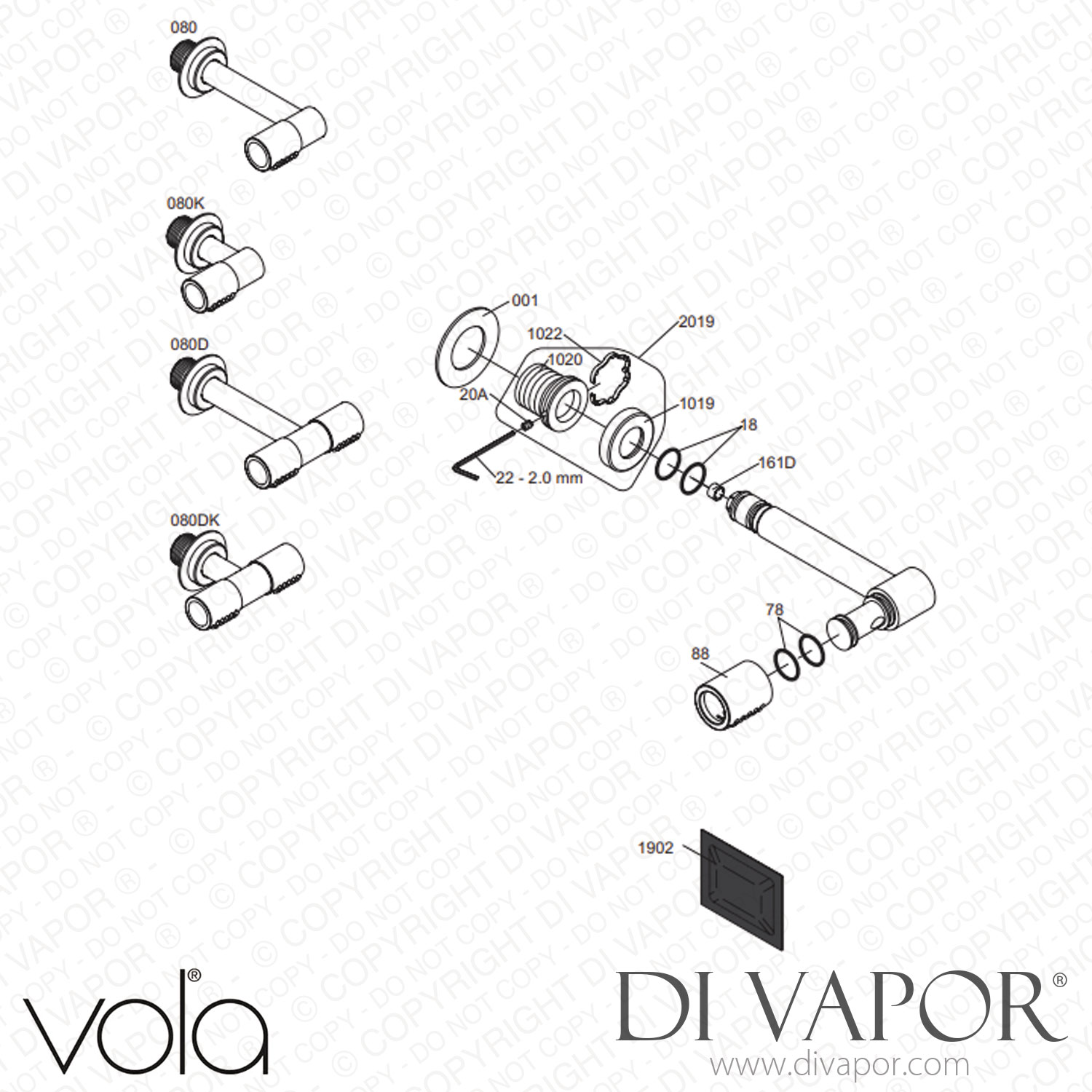 Vola One Handle Build In Mixer With Ceramic Disc Technology With