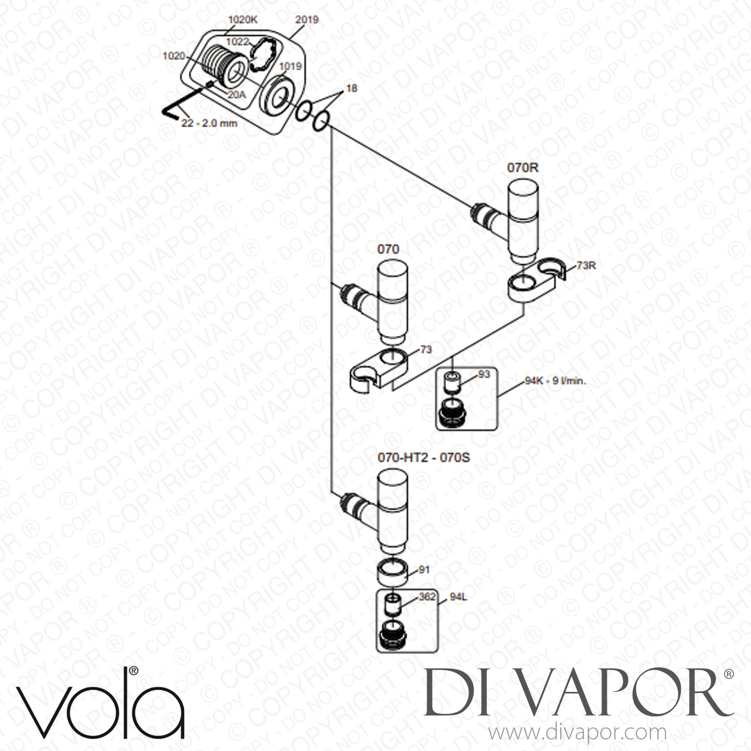 Vola 3 4 Inch Thermostatic Mixer 5471S 061 Spare Parts