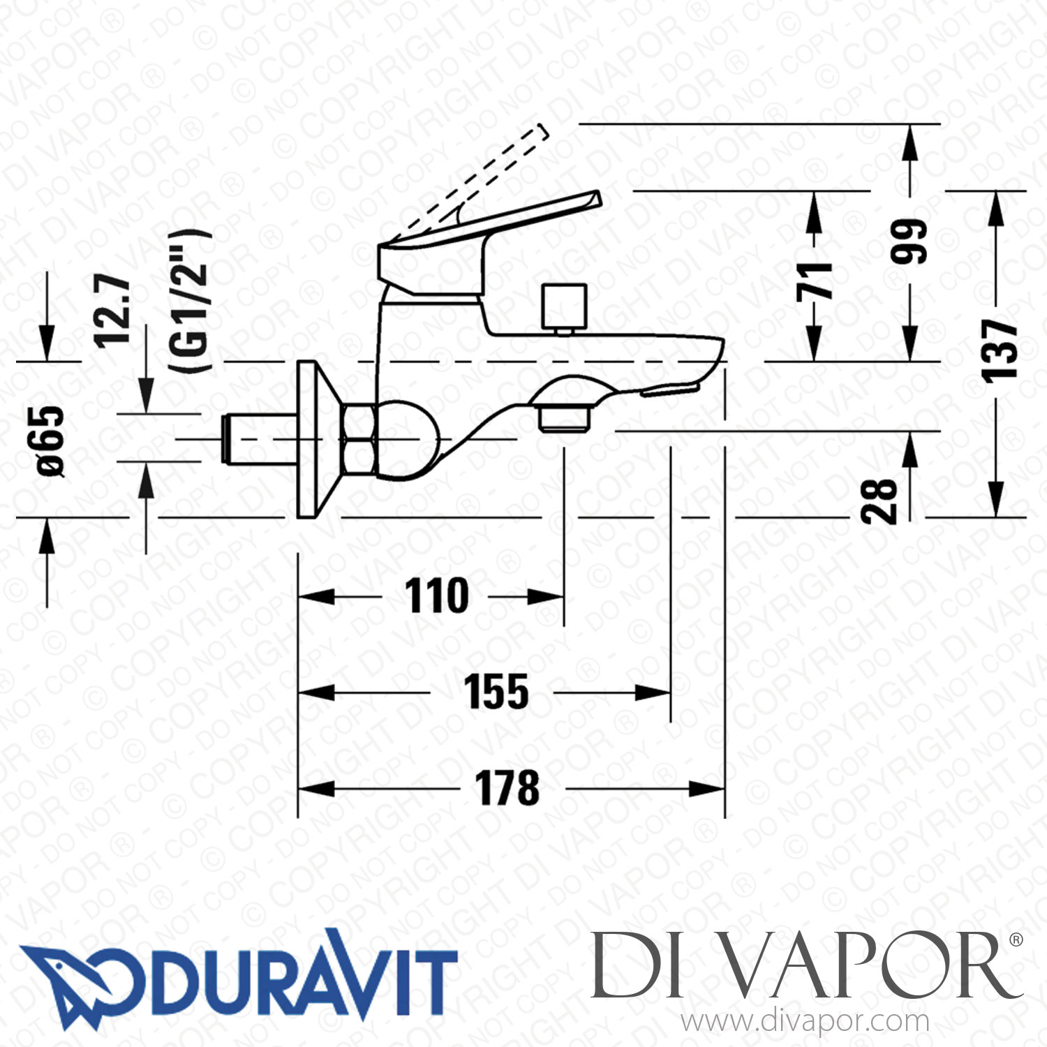 Duravit No 1 Single Lever Bath Mixer For Exposed Installation