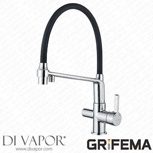 Grifema G4010-2 Dover 3 Way Kitchen Tap for Filter Water Purifier Black Sink Mixer with Shower Head Chrome [Amazon Exclusive] 3/8 De Pulgada [Energy Class A++] Spare Parts