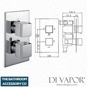 The Bathroom Accessory Company Ruby Thermostatic Shower Valve 2 Handle 1 Outlet 029.36.004 Spare Parts