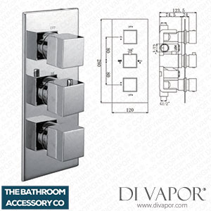 The Bathroom Accessory Company Ruby Thermo Shower Valve 3 Handle 2 Outlet 029.36.007 Spare Parts