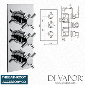 The Bathroom Accessory Company Xceed Concealed Shower Valve 3 Handle 2 Outlet 029.36.008 Spare Parts