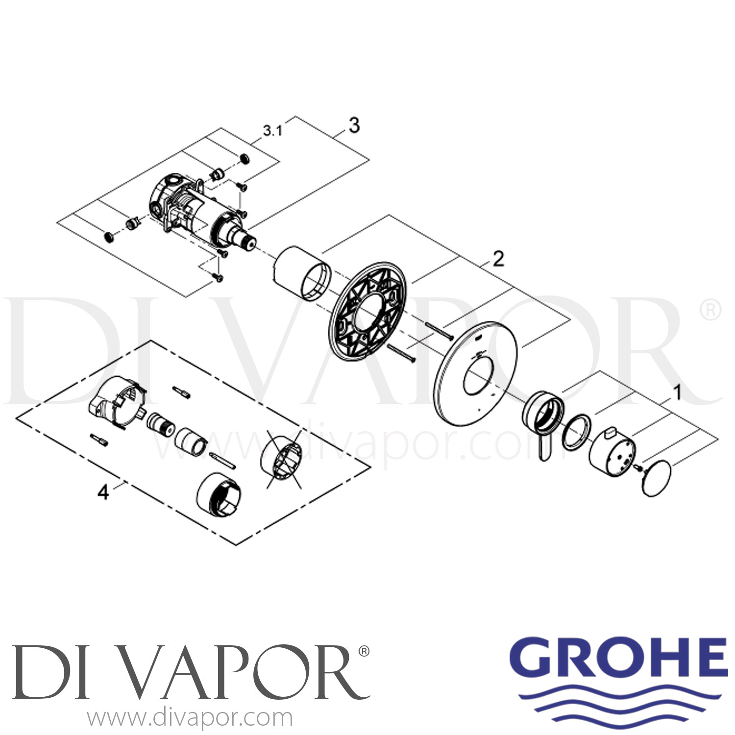 Grohe 19869000 Europlus Single Function Thermostatic Trim with Control