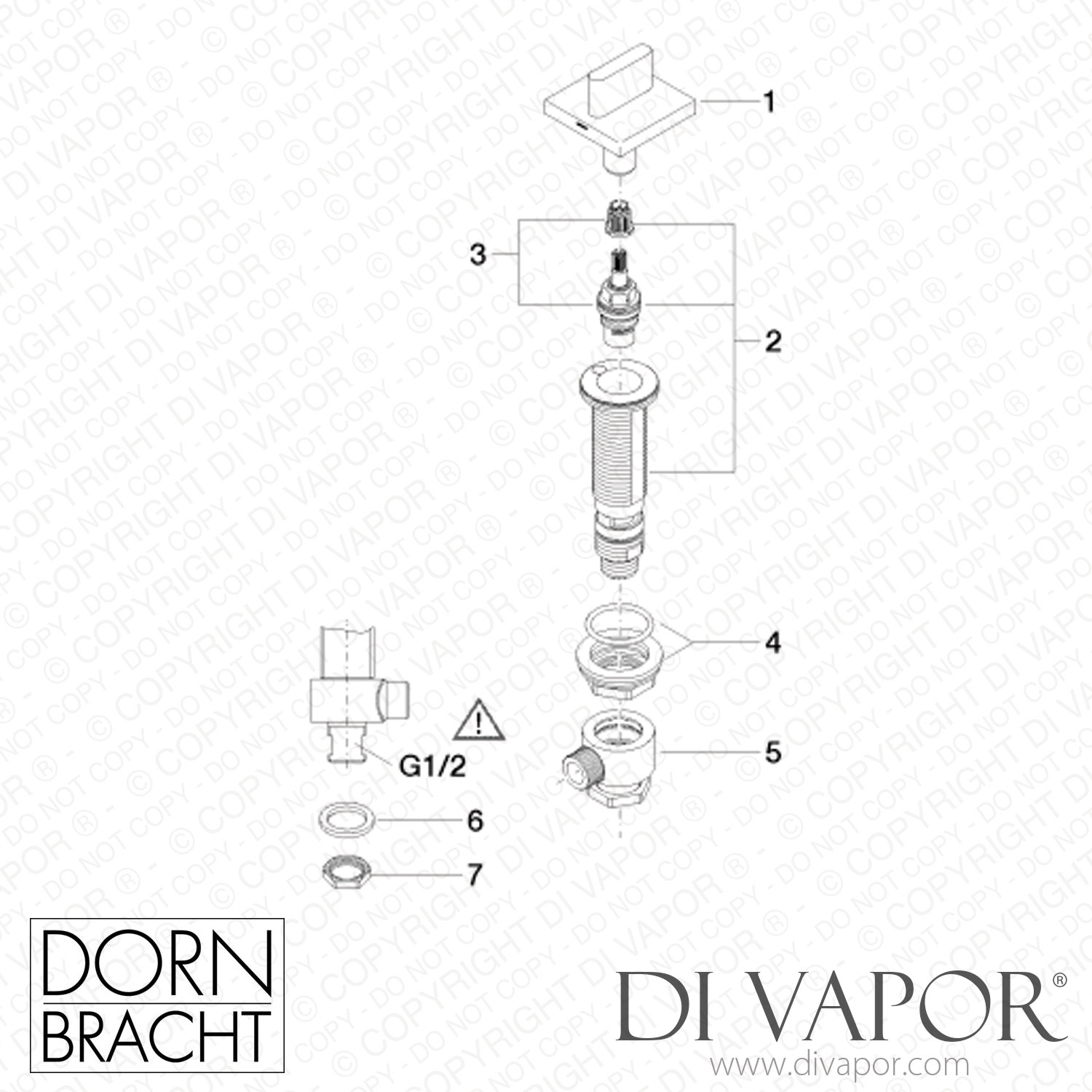 Dornbracht Cl 1 Deck Valve Anti Clockwise Closing Hot Brushed Dark   Dornbracht Tech Diagram 