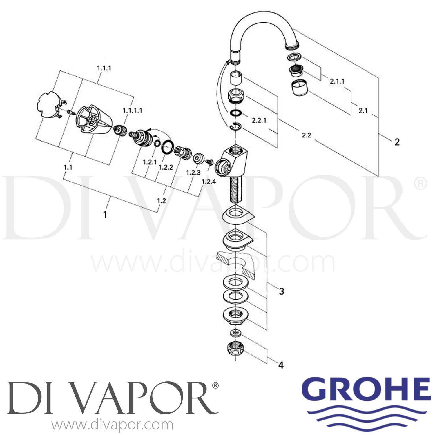 Grohe 20393000 Costa 1974 2008 Pillar Tap Spare Parts   Grohe 20393000 Spare Tech Diagram 