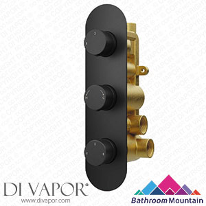 Bathroom Mountain 21051 Ballina Premium Matt Black Round Thermostatic Shower Valve - 3 Outlets Spare Parts