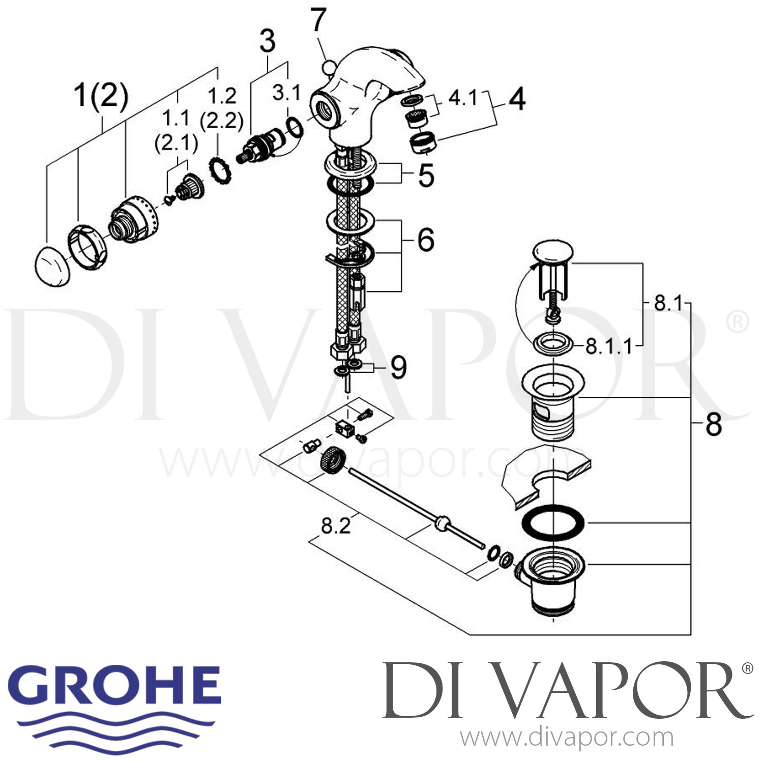 Grohe 21105000 Sentosa Basin Mixer Tap Spare Parts