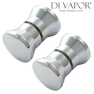 Pair of Shower Door Knob Chrome Handle 3cm x 4.2cm (Solid Metal - Not Hollow)