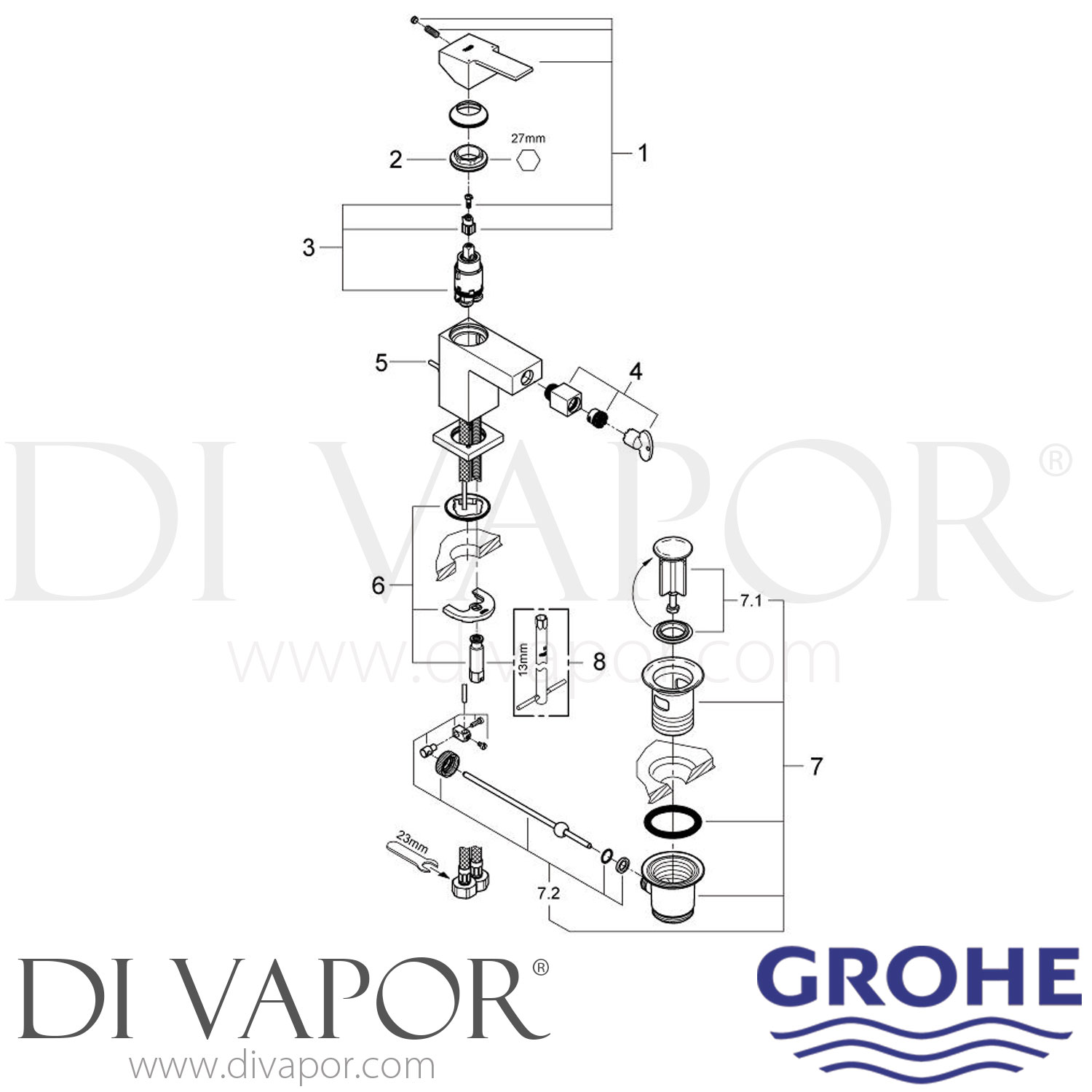 Grohe 23189000 BauMetric Single-Lever Bidet Mixer Spare Parts