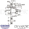 Grohe Sinfonia Chrome and Gold Bidet Mixer Dimensions