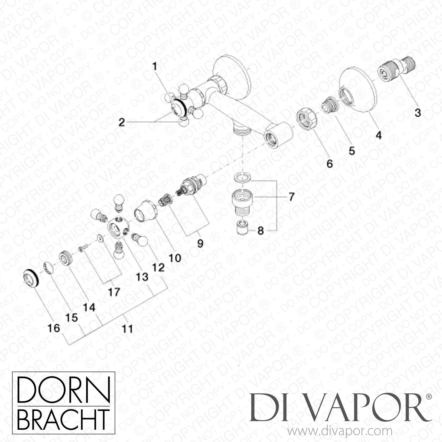 Dornbracht Madison Shower Mixer For Wall Mounting Brushed Platinum 26   Dornbracht Tech Diagram 