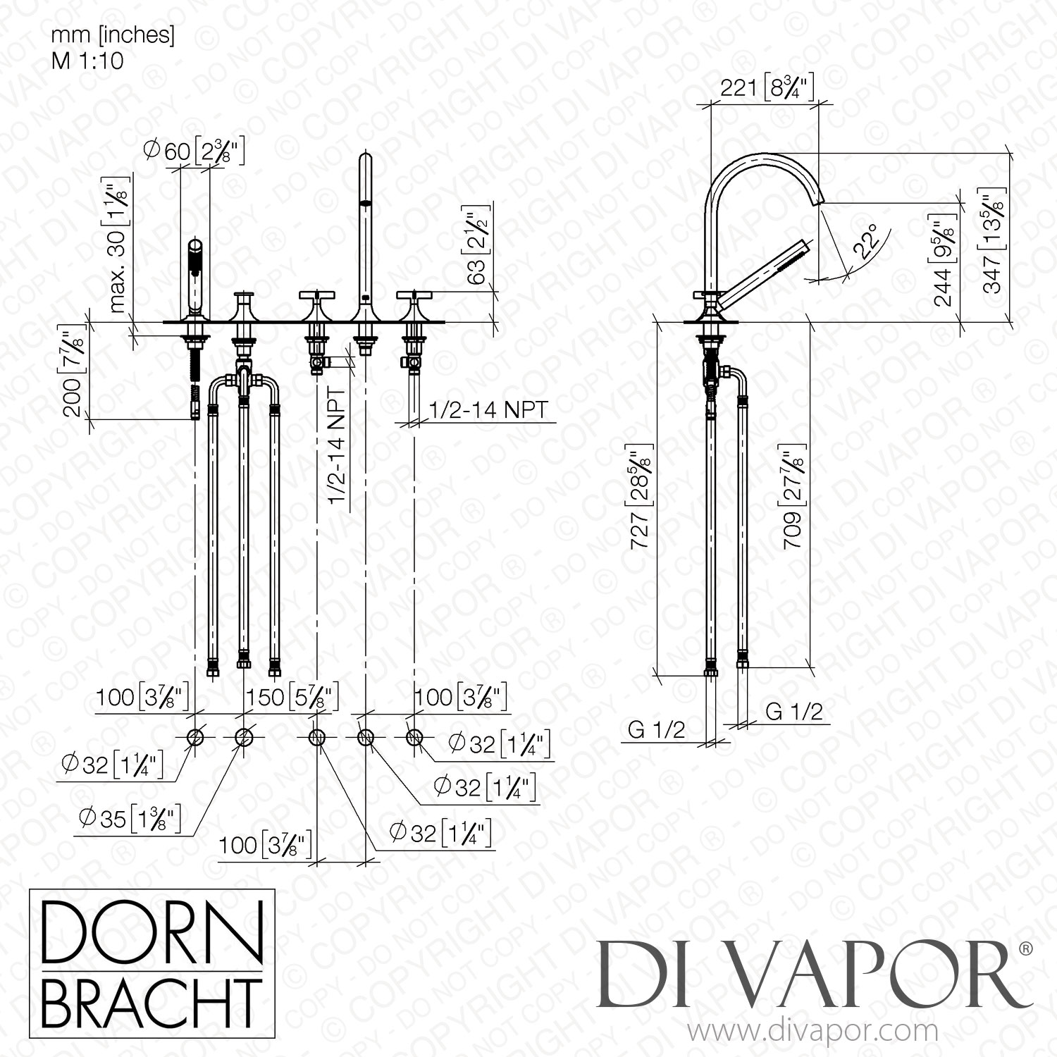 Dornbracht Vaia Five Hole Bath Mixer For Deck Mounting With Diverter   Dornbracht Diagram 