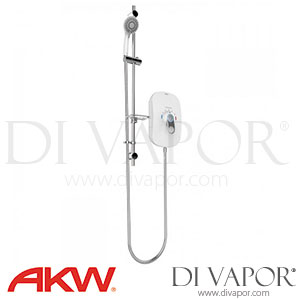 AKW 29091WH SmartCare Lever 9.5kW White Electric Shower with Silver/White Kit Spare Parts