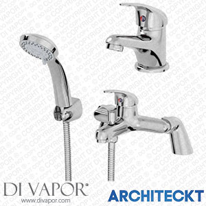 Architeckt 2TAPB030SET2 Bathroom Basin Sink Monobloc Mixer Tap Bath Shower Mixer Tap Chrome Single Lever Spare Parts