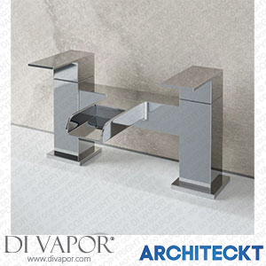 Architeckt 2TAPB032B Bathroom Waterfall Bath Filler Mixer Tap Square Twin Lever Modern Chrome Spare Parts