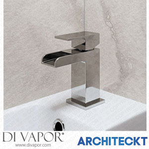 Architeckt 2TAPB032E Modern Cloakroom Mono Basin Sink Mixer Tap Brass Waterfall Spout Square Chrome Spare Parts