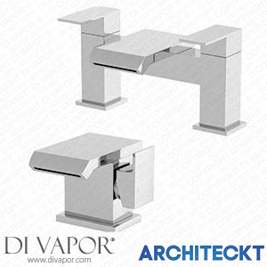 Architeckt 2TAPB033SET1 Waterfall Basin Mixer Tap Bath Filler Tap Set Chrome Square Lever Spare Parts