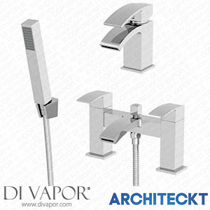 Architeckt 2TAPB044SET2 Modern Bathroom Mono Basin Sink Mixer Bath Shower Mixer Tap Set Hot Cold Chrome Spare Parts