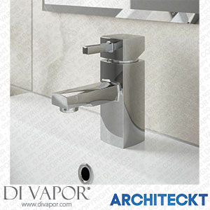 Architeckt 2TAPB045A Bathroom Square Monobloc Basin Sink Mixer Tap Brass Single Lever Chrome Modern Spare Parts