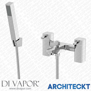 Architeckt 2TAPB045C Modern Bathroom Bath Shower Mixer Tap Brass Square Shower Handset Hose Chrome Spare Parts