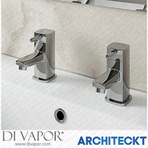 Architeckt 2TAPB045F Modern Bathroom Hot & Cold Basin Tap Twin Square Chrome Lever Handles Cloakroom Spare Parts