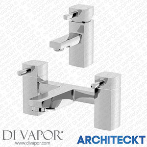 Architeckt 2TAPB045SET1 Bath Filler Chrome Spout Hot Basin Sink Lever Mixer Tap Mixer Tap Square Set Spare Parts