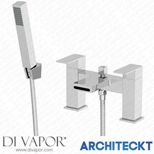 Architeckt 2TAPB046C Modern Waterfall Shower Bath Mixer Tap Brass Square Handset Twin Levers Chrome Spare Parts