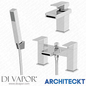 Architeckt 2TAPB046SET1 Modern Bathroom Square Chrome Basin Sink Mixer Bath Shower Head Mixer Tap Set Spare Parts