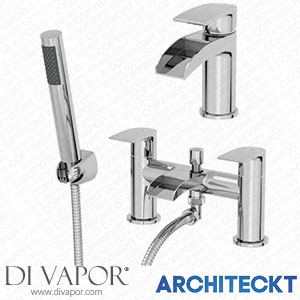 Architeckt 2TAPB047SET2 Waterfall Bathroom Basin Tap Bath Shower Mixer Tap Set Chrome Spare Parts