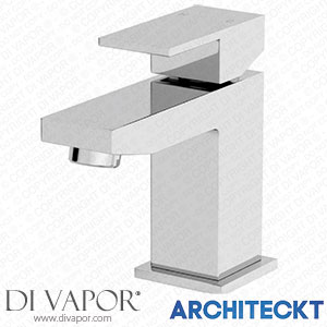 Architeckt 2TAPB054E Modern Bathroom Square Mini Mono Basin Sink Mixer Tap Brass Lever Handle Chrome Spare Parts