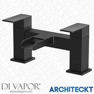 Architeckt 2TAPB080B Modern Bath Mixer Waterfall Tap Twin Lever Black Finish Hot Cold Bathroom Filler Spare Parts