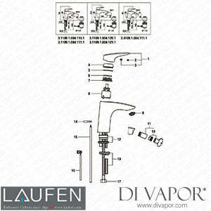 Laufen Basin and Bidet Mixer (3.1109.1.004.110.1) Spare Parts