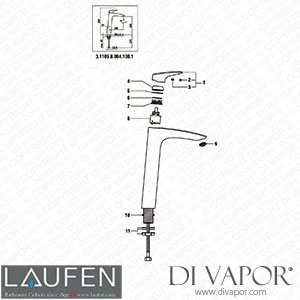 Laufen High Basin Mixer (3.1109.8.004.130.1) Spare Parts