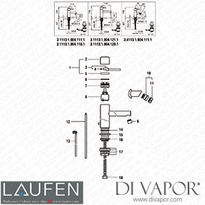 Laufen Basin and Bidet Mixer (3.1113.1.004.110.1) Spare Parts