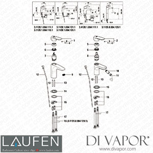 Laufen Basin and Bidet Mixer (3.1120.1.004.110.1) Spare Parts