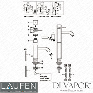 Laufen Basin and Bidet Mixer (3.1121.1.004.110.1) Spare Parts