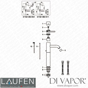 Laufen High Basin Mixer (3.1132.1.004.120.1) Spare Parts