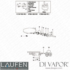 Laufen Basin Wall Mixer 1-Point (3.1133.7.004.120.1) Spare Parts