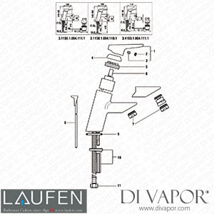 Laufen Basin and Bidet Mixer (3.1150.1.004.110.1) Spare Parts