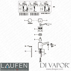 Laufen Basin and Bidet Mixer (3.1154.1.004.110.1) Spare Parts