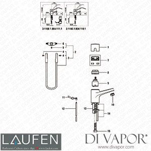 Laufen Basin Mixer (3.1160.1.004.110.1) Spare Parts