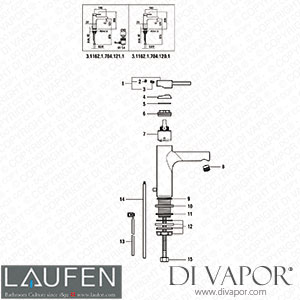 Laufen Basin Mixer Eco+ (3.1162.1.704.120.1) Spare Parts