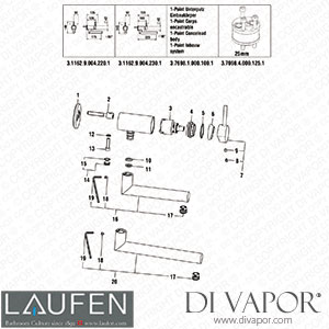 Laufen Basin Wall Mixer 1-Point (3.1162.9.004.220.1) Spare Parts