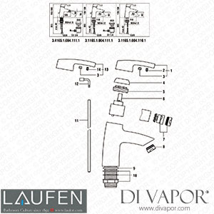 Laufen Basin and Bidet Mixer (3.1165.1.004.110.1) Spare Parts