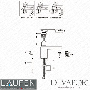 Laufen Basin and Bidet Mixer (3.1168.1.004.120.1) Spare Parts