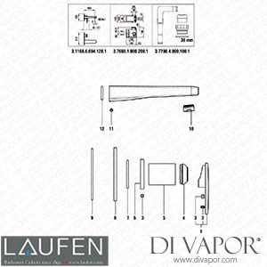 Laufen Concealed Basin Wall Mixer (3.1168.6.004.120.1) Spare Parts