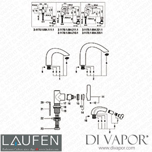 Laufen Basin and Bidet Mixer (3.1170.1.004.210.1) Spare Parts